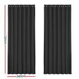 Artiss 2X Blockout Curtains Eyelet 240x230cm Black - Front View