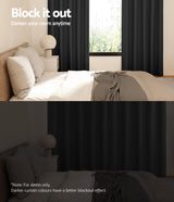 Artiss 2X Blockout Curtains Eyelet 240x230cm Black - Top-Down View