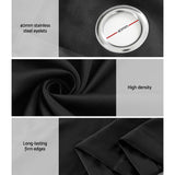 Artiss 2X Blockout Curtains Eyelet 240x230cm Black - Rear View