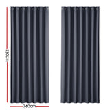 Artiss 2X Blockout Curtains Eyelet 240x230cm Charcoal - Front View