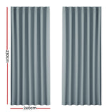 Artiss 2X Blockout Curtains Eyelet 240x230cm Grey - Front View