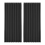 Artiss 2X Blockout Curtains Eyelet 300x230cm Black