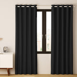Artiss 2X Blockout Curtains Eyelet 300x230cm Black - Low Angle