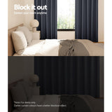 Artiss 2X Blockout Curtains Eyelet 300x230cm Charcoal - Top-Down View