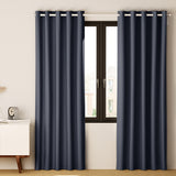 Artiss 2X Blockout Curtains Eyelet 300x230cm Charcoal - Low Angle