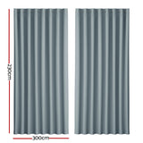 Artiss 2X Blockout Curtains Eyelet 300x230cm Grey