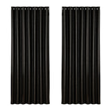 Artiss 2X Blockout Curtains Eyelet 240x230cm Black Shine