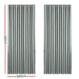 Artiss 2X Blockout Curtains Eyelet 240x230cm Grey Shine - Front View