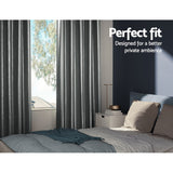 Artiss 2X Blockout Curtains Eyelet 240x230cm Grey Shine - Side View