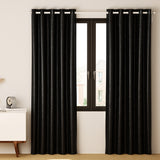 Artiss 2X Blockout Curtains Eyelet 300x230cm Black Shine - Low Angle