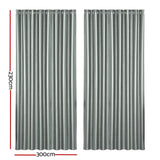 Artiss 2X Blockout Curtains Eyelet 300x230cm Grey Shine - Front View