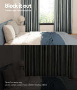 Artiss 2X Blockout Curtains Eyelet 300x230cm Grey Shine - Top-Down View