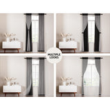 Artiss 2X 132x160cm Blockout Sheer Curtains Black