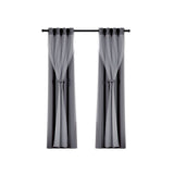 Artiss 2X 132x160cm Blockout Sheer Curtains Charcoal - Side View