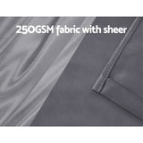 Artiss 2X 132x160cm Blockout Sheer Curtains Charcoal - 45-Degree Angle