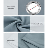 Artiss 2X 132x160cm Blockout Sheer Curtains Light Grey - Rear View