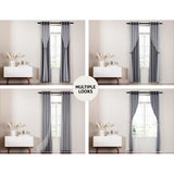 Artiss 2X 132x213cm Blockout Sheer Curtains Charcoal - Top-Down View