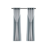 Artiss Light Grey Thermal Insulated Blockout Curtains - 132x213cm (2 Panels) - Side View