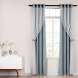 Artiss Light Grey Thermal Insulated Blockout Curtains - 132x213cm (2 Panels) - Close-Up Angle