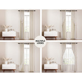 Artiss 2X 132x274cm Blockout Sheer Curtains Beige - Top-Down View