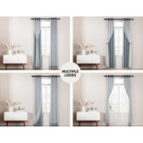 Artiss 2X 132x274cm Blockout Sheer Curtains Light Grey - Top-Down View
