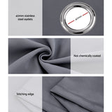 Artiss 2X 132x304cm Blockout Sheer Curtains Charcoal - Rear View