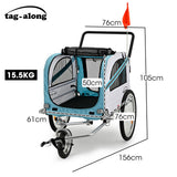 TAG-ALONG Pet & Cargo Jogger Bike Trailer, Pull Behind Bicycle Trailer Carrier Stroller, Blue - Rear View