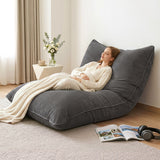 Artiss 3 in 1 Bean Bag Chair with Filler Convertible Bean Bag for Adults, Corduroy DIY Stuffed Bean Bag Sofa Washable for Living Room Bedroom, Grey - Low Angle