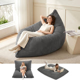 Artiss 3 in 1 Bean Bag Chair with Filler Convertible Bean Bag for Adults, Corduroy DIY Stuffed Bean Bag Sofa Washable for Living Room Bedroom, Grey - Extra Image