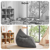 Artiss 3 in 1 Bean Bag Chair Cover (No Filler) Convertible Bean Bag for Adults, Corduroy Stuffed Animal Storage Bean Bag Cover Washable for Living Room Bedroom, Grey - Extra Image