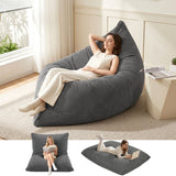 Artiss 3 in 1 Bean Bag Chair Cover (No Filler) Convertible Bean Bag for Adults, Corduroy Stuffed Animal Storage Bean Bag Cover Washable for Living Room Bedroom, Grey - Extra Image