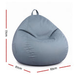 Artiss Outdoor Bean Bag Chair Cover (No Filler) Splash-Proof Beanbag Sofacover for Adults Teens Kids Stuffable Bean Bag Cover for Patio Poolside Relaxing, Grey - Front View