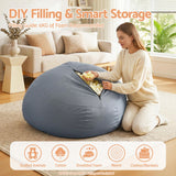 Artiss Outdoor Bean Bag Chair Cover (No Filler) Splash-Proof Beanbag Sofacover for Adults Teens Kids Stuffable Bean Bag Cover for Patio Poolside Relaxing, Grey - 45-Degree Angle
