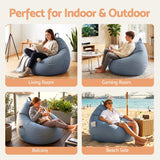 Artiss Outdoor Bean Bag Chair Cover (No Filler) Splash-Proof Beanbag Sofacover for Adults Teens Kids Stuffable Bean Bag Cover for Patio Poolside Relaxing, Grey - Close-Up Angle