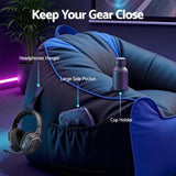 Artiss Gaming Bean Bag Chair Cover (No Filler) for Adults Teens Kids Splash-Proof Floor Gaming Chair Cover with Side Pockets, Headphone Hanger, Cup Holder, Bean Bag Cover Only - Close-Up Angle