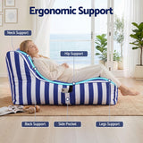 Artiss Outdoor Bean Bag Chair Cover (No Filler) Splash-Proof Beanbag Lounge Sofacover Stuffed Animal Storage Bean Bag Cover for Patio Poolside Relaxing, Blue - Rear View