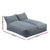 Artiss Outdoor Bean Bag Chair Cover (No Filler) 2 Seater Beanbag Lounge Sofacover Adults Splash-Proof Large Bean Bag Cover for Patio Poolside Relaxing Indoor, Grey - Front View