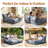 Artiss Outdoor Bean Bag Chair Cover (No Filler) 2 Seater Beanbag Lounge Sofacover Adults Splash-Proof Large Bean Bag Cover for Patio Poolside Relaxing Indoor, Grey - Close-Up Angle