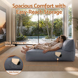 Artiss Outdoor Bean Bag Chair Cover (No Filler) 2 Seater Beanbag Lounge Sofacover Adults Splash-Proof Large Bean Bag Cover for Patio Poolside Relaxing Indoor, Grey - Extra Image
