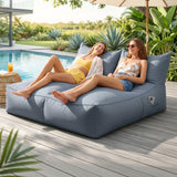 Artiss Outdoor Bean Bag Chair Cover (No Filler) 2 Seater Beanbag Lounge Sofacover Adults Splash-Proof Large Bean Bag Cover for Patio Poolside Relaxing Indoor, Grey - Extra Image
