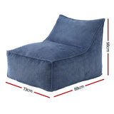 Artiss Bean Bag Chair Cover (No Filler) Soft Corduroy Stuffed Animal Storage Bean Bag Cover for Adults, Washable Lazy Sofa Cover for Living Room Bedroom, Blue - Front View