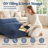 Artiss Bean Bag Chair Cover (No Filler) Soft Corduroy Stuffed Animal Storage Bean Bag Cover for Adults, Washable Lazy Sofa Cover for Living Room Bedroom, Blue - 45-Degree Angle