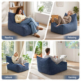 Artiss Bean Bag Chair Cover (No Filler) Soft Corduroy Stuffed Animal Storage Bean Bag Cover for Adults, Washable Lazy Sofa Cover for Living Room Bedroom, Blue - Close-Up Angle