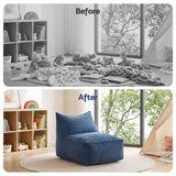 Artiss Bean Bag Chair Cover (No Filler) Soft Corduroy Stuffed Animal Storage Bean Bag Cover for Adults, Washable Lazy Sofa Cover for Living Room Bedroom, Blue - Extra Image