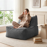 Artiss Bean Bag Chair Cover (No Filler) Soft Corduroy Stuffed Animal Storage Bean Bag Cover for Adults, Washable Lazy Sofa Cover for Living Room Bedroom, Grey - Low Angle