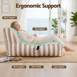 Artiss Outdoor Bean Bag Chair Cover (No Filler) Splash-Proof Beanbag Lounge Sofacover Stuffed Animal Storage Bean Bag Cover for Patio Poolside Relaxing, Taupe - Rear View