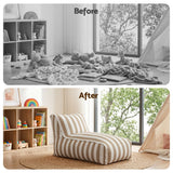 Artiss Outdoor Bean Bag Chair Cover (No Filler) Splash-Proof Beanbag Lounge Sofacover Stuffed Animal Storage Bean Bag Cover for Patio Poolside Relaxing, Taupe - Extra Image