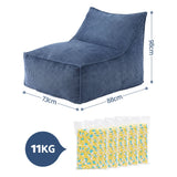 Artiss Bean Bag Chair Cover with Filler Soft Corduroy DIY Stuffed Animal Storage Bean Bag for Adults, Washable Lazy Sofa for Living Room Bedroom, Blue - Front View