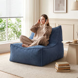 Artiss Bean Bag Chair Cover with Filler Soft Corduroy DIY Stuffed Animal Storage Bean Bag for Adults, Washable Lazy Sofa for Living Room Bedroom, Blue - Low Angle