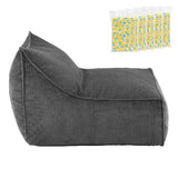 Artiss Bean Bag Chair Cover with Filler Soft Corduroy DIY Stuffed Animal Storage Bean Bag for Adults, Washable Lazy Sofa for Living Room Bedroom, Grey - Side View
